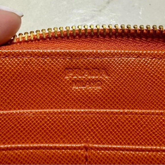 Prada Vibrant Orange Zip Wallet - Picture 2 of 10